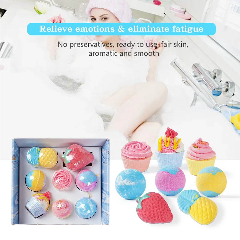  Wholesale Bathbombs Gift Set Vegan Large Cake Scented Shower Steamers Fruit Shape Kids Body Bath