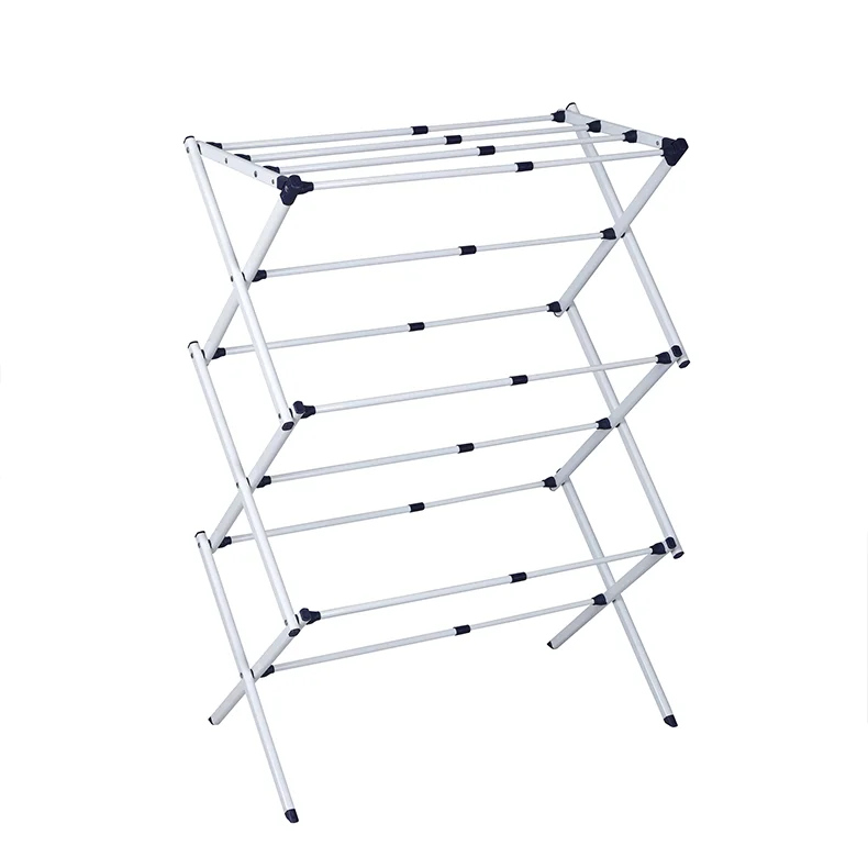 Factory Price Metal Laundry Clothing Hanger Rack Foldable Steel Coat Drying Stand Airer for Home Bathroom Use