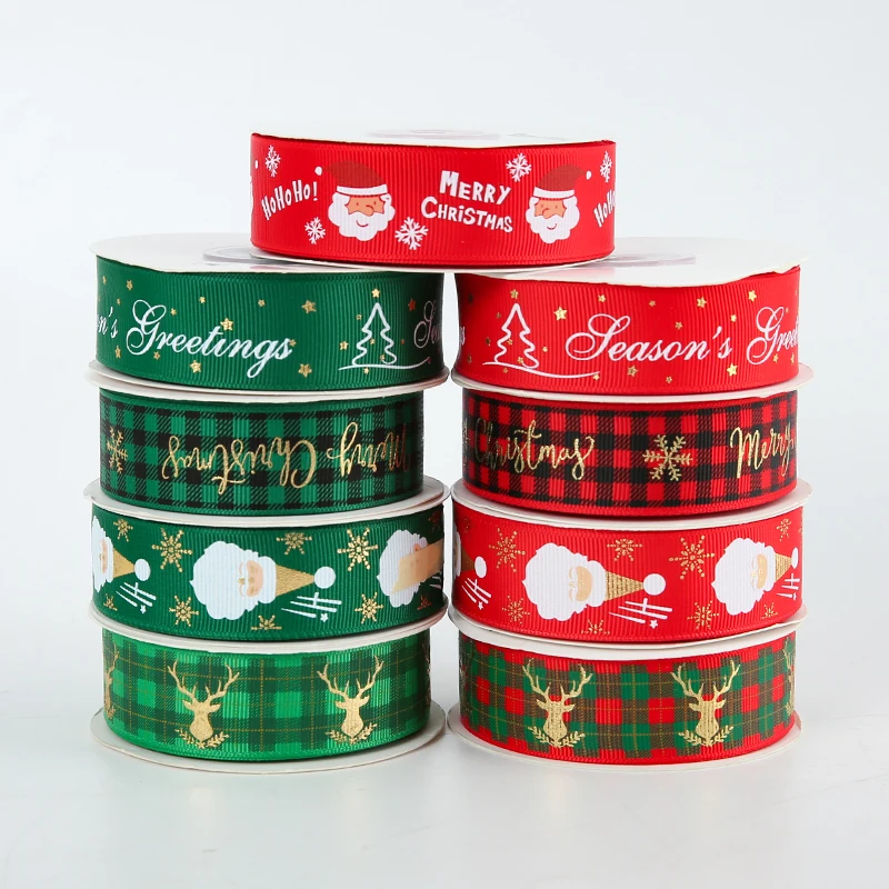 2024 Christmas ribbon recycled polyester ribbon luxury beaded Christmas holiday ribbon