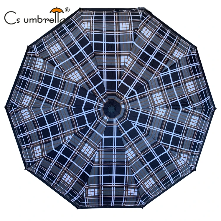 YS-3152 Windproof High Quality Travel Wholesale Custom Print 3 Fold Umbrella Plastic Handle Automatic 3 Folding Travel Umbrella