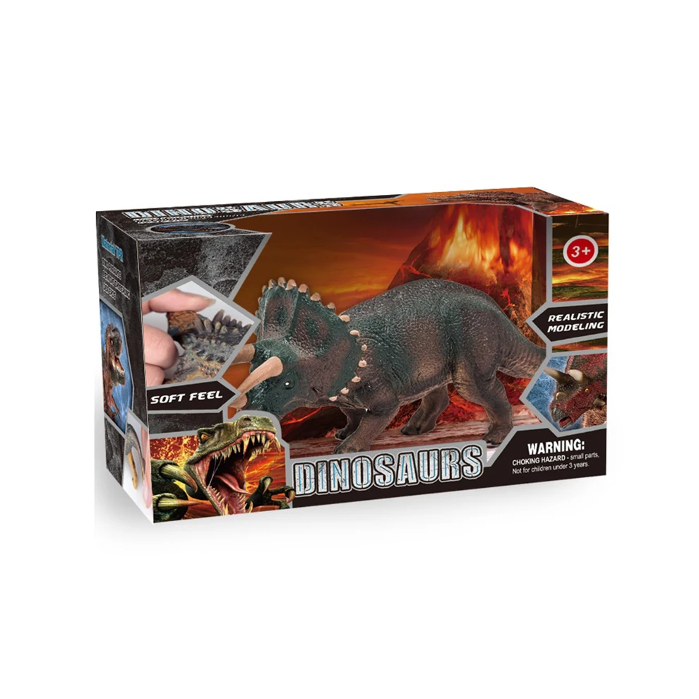 Экологически чистый мягкий материал 3D имитация Jurassick World маленький TPR резиновый Трицератопс динозавр игрушка для мальчиков