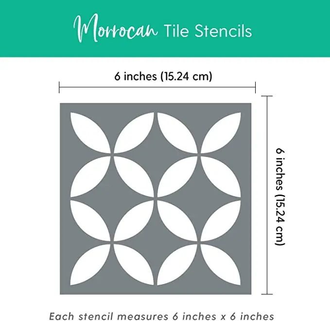 Moroccan Tile Stencil Set - Pack of Four 6x6  Designs for Painting Wall, Floor, Fabric or Wood stencils