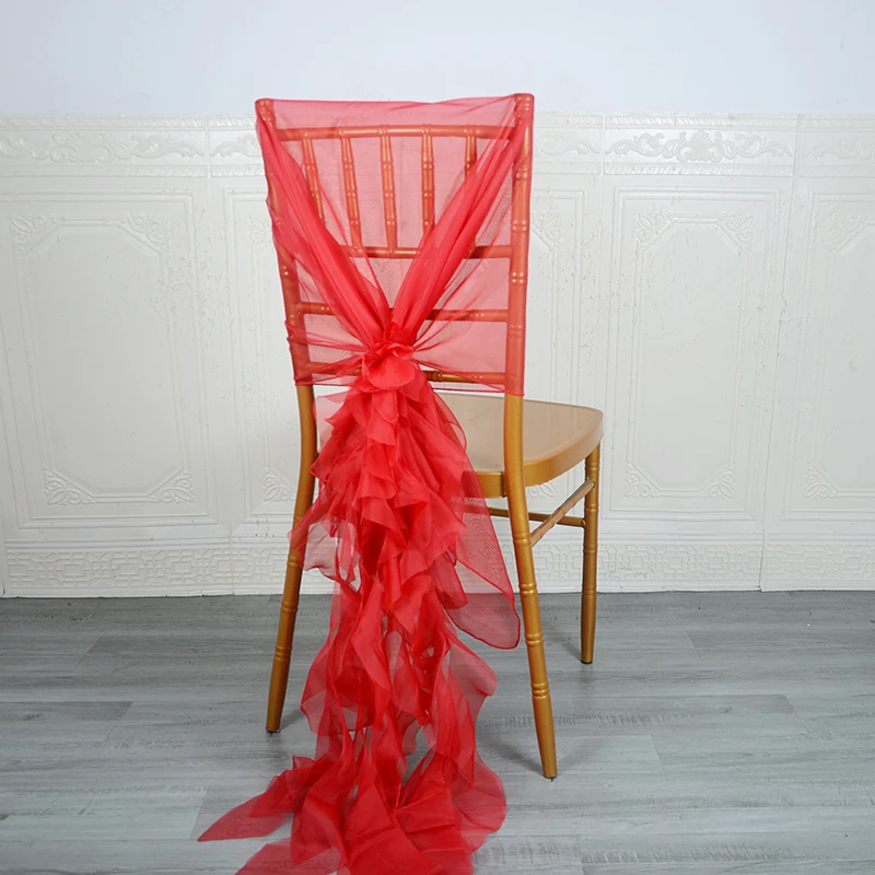 European Style Cheap Organza Wedding Hotel Banquet Decorative Chair Sashes Chair Cover Bow Sashes