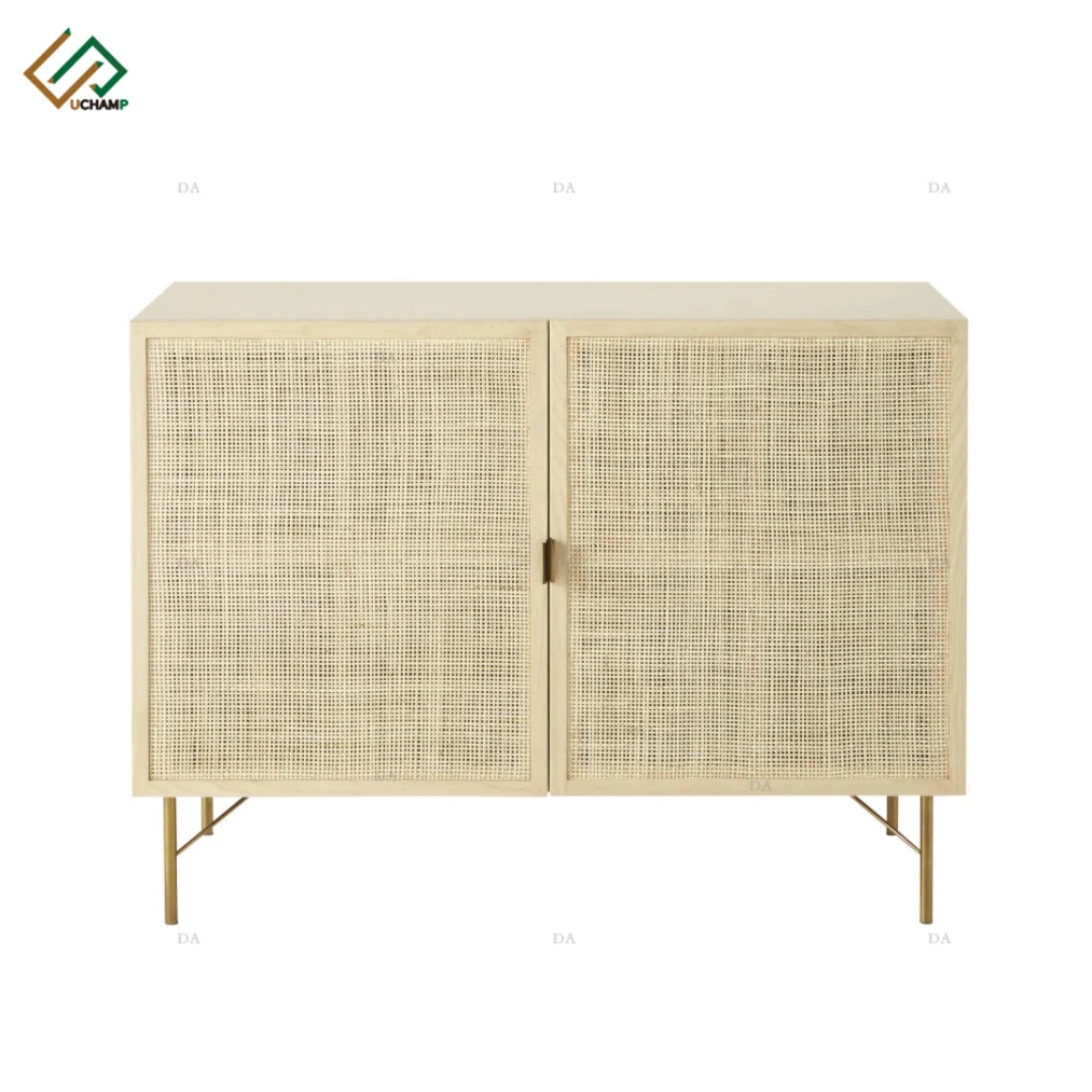  Wooden Furniture One Drawer Nightstand Rattan Bedside