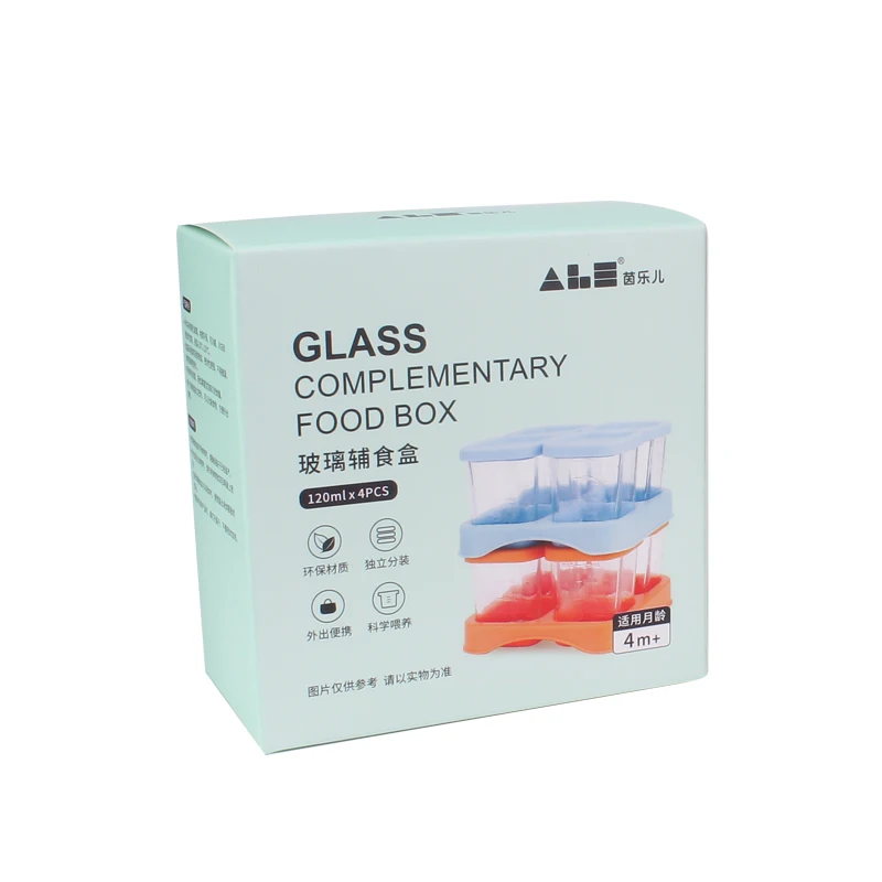 4 Pcs  High Borosilicate Glass Baby Food Storage Containers Portable Food Freezer Fresh Box 60 ml