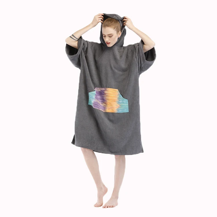 Пончо для серфинга из микрофибры с капюшоном и цифровой печатью