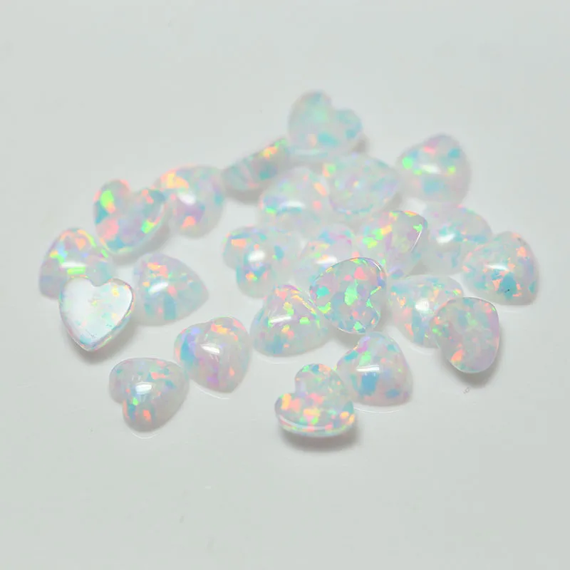 Wholesale Heart Shape Cabochon Loose Gemstones Created Opal Factory Price Of OP17 White Synthetic Opal