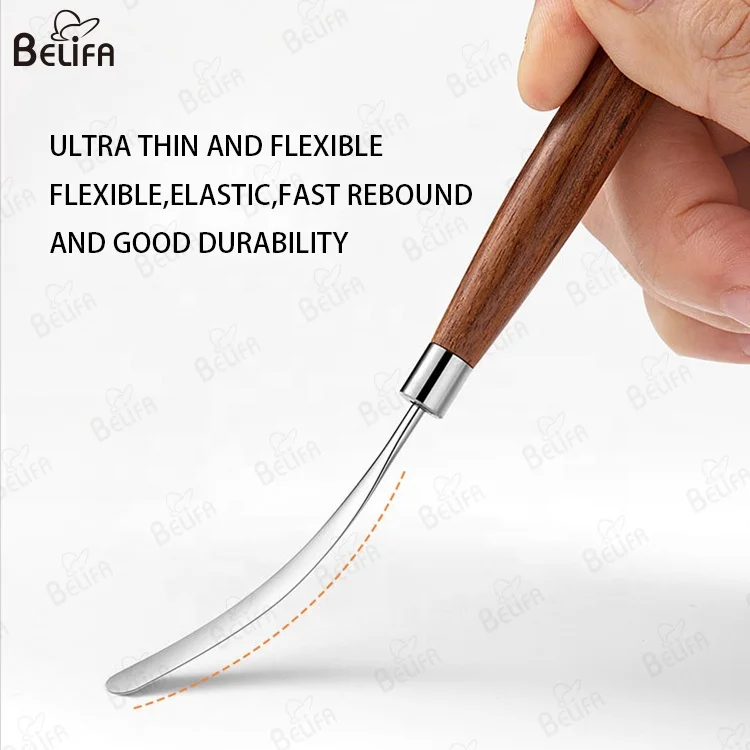 Stainless Steel Red Wooden Handle Professional Nail Tools Mixing Glue Picking Bakelite Stick