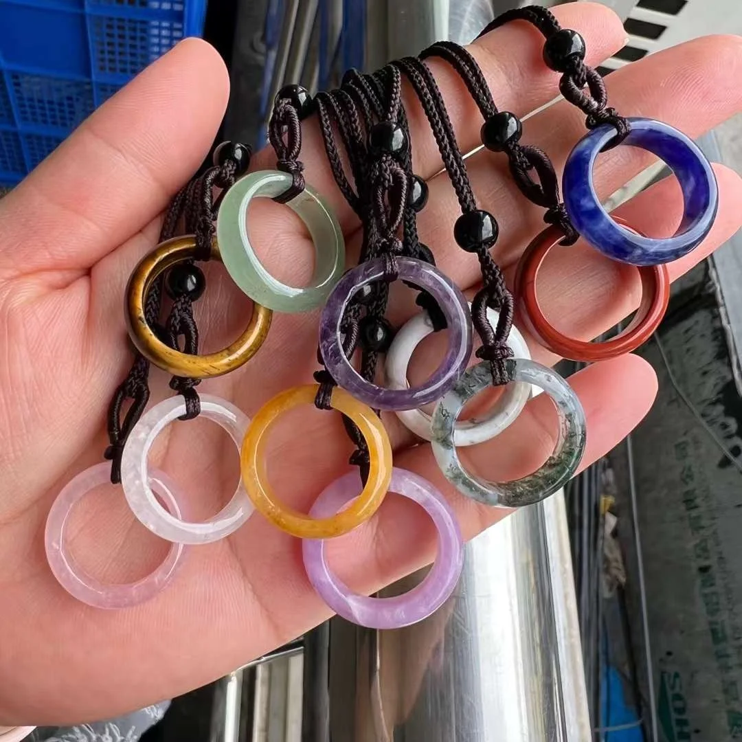 Colorful Gemstone Rings Healing Crystal Rose Quartz Stone Rings For Jewelry Women Men