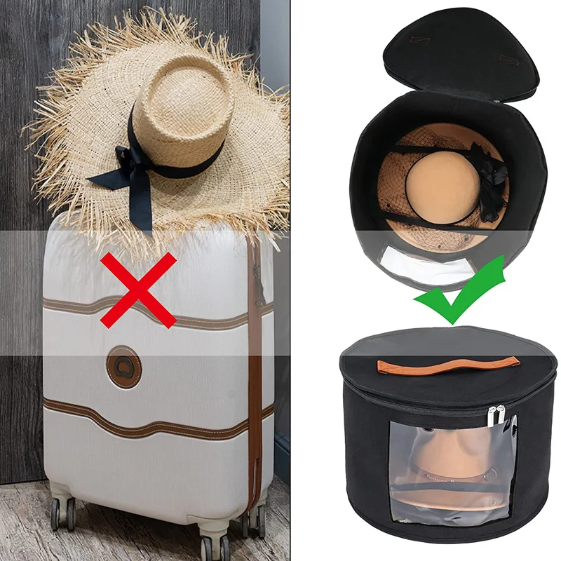 Portable Felt Organizer Bucket Hat Storage Box with Dust Proof Lid for Travel Clothes Stuffed Animal Toy Storage Bin Bag