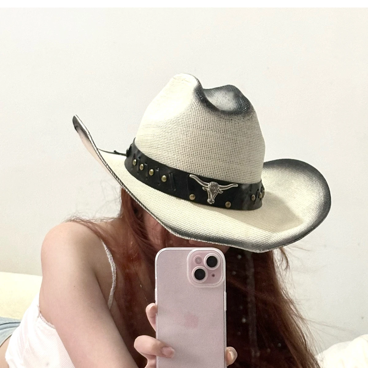 Paper Straw Cowboy Hat USA American Cattleman Shapable Big Brim Sombreros Horn Western Cowboy straw Hat Men