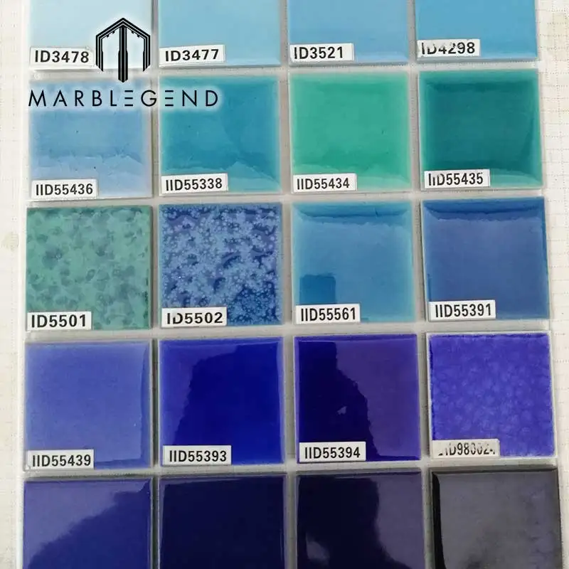 Square Polished Glazed Porcelain Ceramic Mosaic tile for swimming pool art mosaic