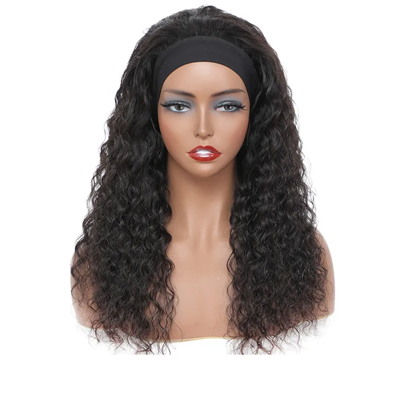 Wholesale Chhair Lineand Wigs Brazilian Hair 1 Piece Long Curly Hair Machine Made Non Lace Wig Long Smooth Front Wig for Sale