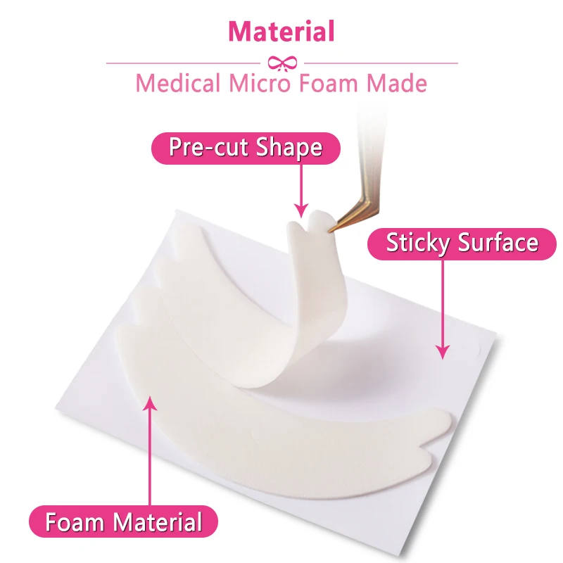 2024 Medical Grade Thick Foam Pad Own Brand Eye Patches Foam Sponge Lash Patch Package Eyepatch For Extension Training