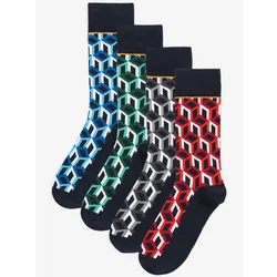 Женские хлопковые Классические носки, женские, мужские, для мальчиков и девочек, вязаные носки с темным геометрическим рисунком