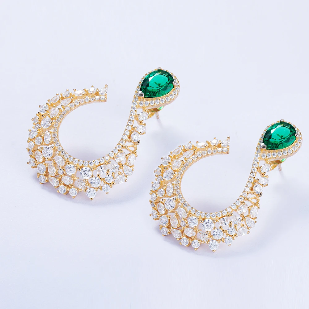  luxury fine stud chunky crystal diamond 925 sterling silver wholesale saudi gold jewelry