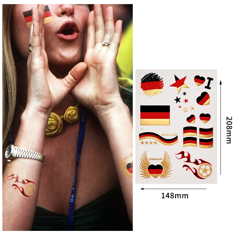 OEM Football Fans Face Tattoo Sticker World Cup National Flag Body Arms Temporary Sticker