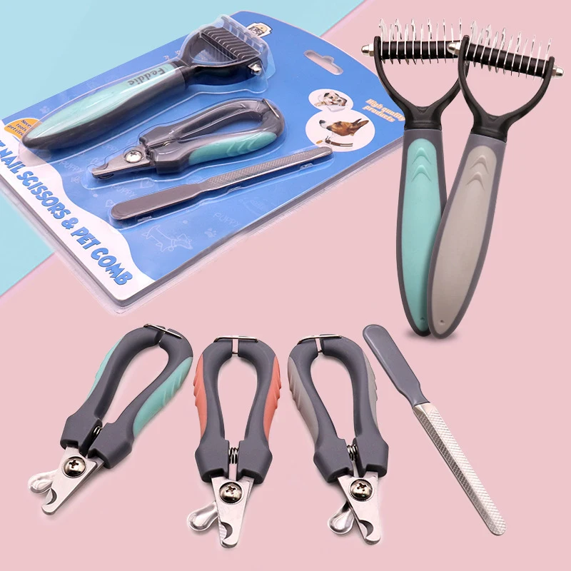 Cross-border new pet nail clippers nail clippers Pet comb nail sharpener three sets of pet supplies