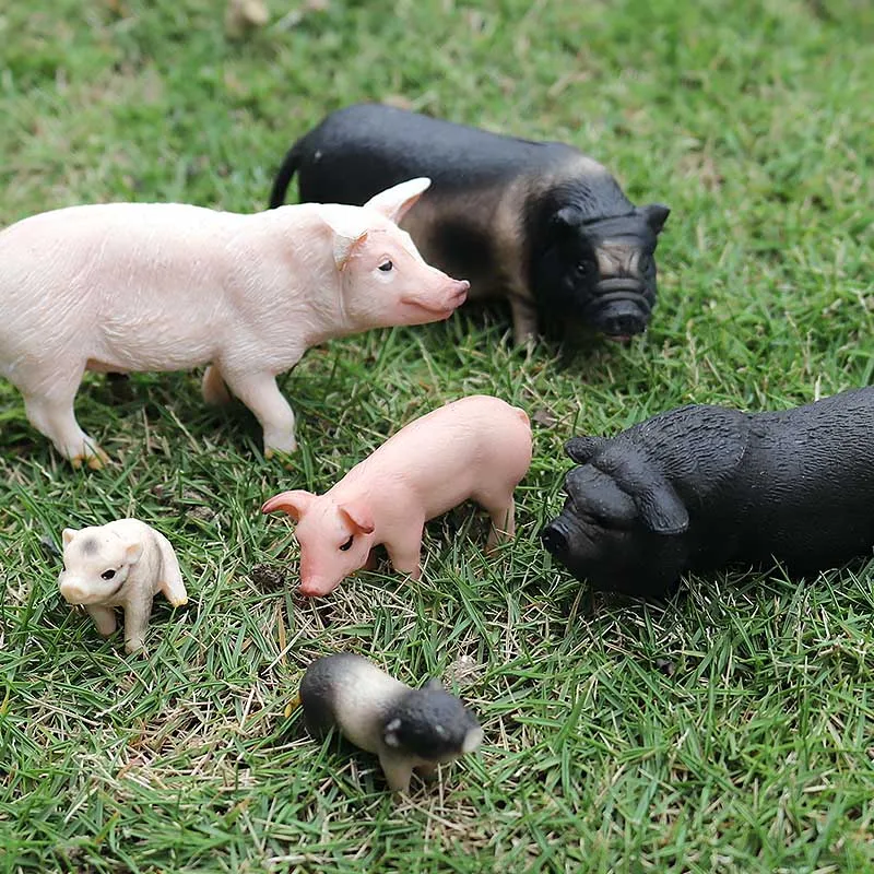 Oenux Wholesale PVC Animal Toy Simulation Farm Poultry Pig Sow Babirusa Porcupine Boar Model Kids Education Gift