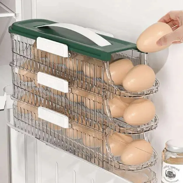 Plastic Transparent Large Eggs Storage Box Drawer Holder Trays for Fridge Egg Organizer Dispenser for Side Door Refrigerator