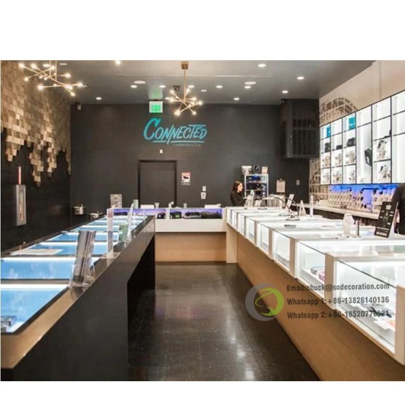 High end cigarette store interior decoration new style stand custom smoke shop display