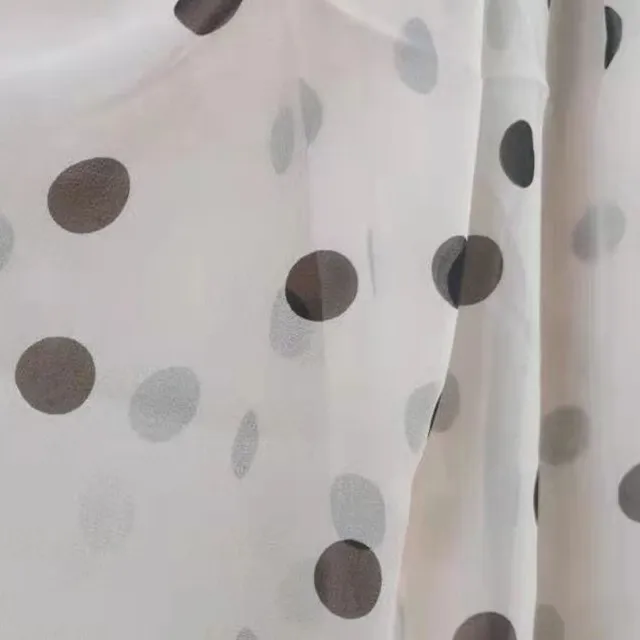 2021 шелковая ткань из Жоржетта с принтом, Мерцающая шелковая ткань из Жоржетта, шелковая ткань 8 мм, цифровой принт в горошек