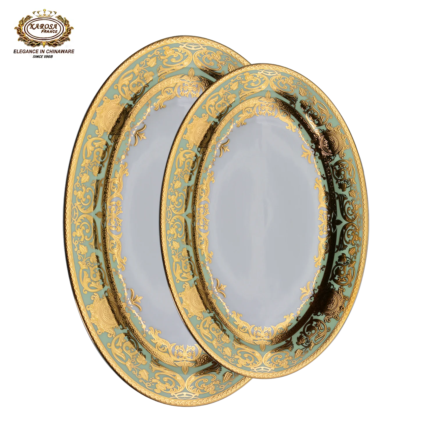 German shiny gold customized oval plate sets fish plate sets for home restaurant wedding party high quality serving plate set