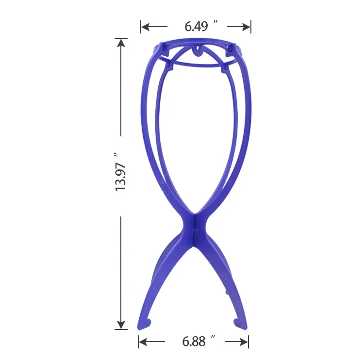 Gloway High Quality Foldable Collapsible Hanging Adjustable Custom Hair Wig Stand Plastic Wig Holder Tripod Display Stand