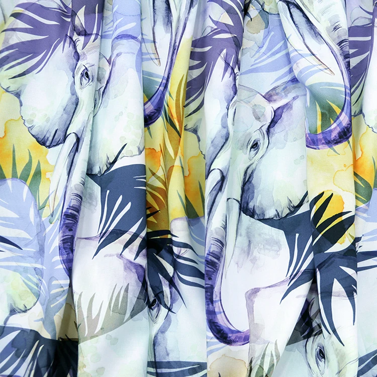 Elephant printed wholesale digital custom 100% printed rayon fabric for home textile