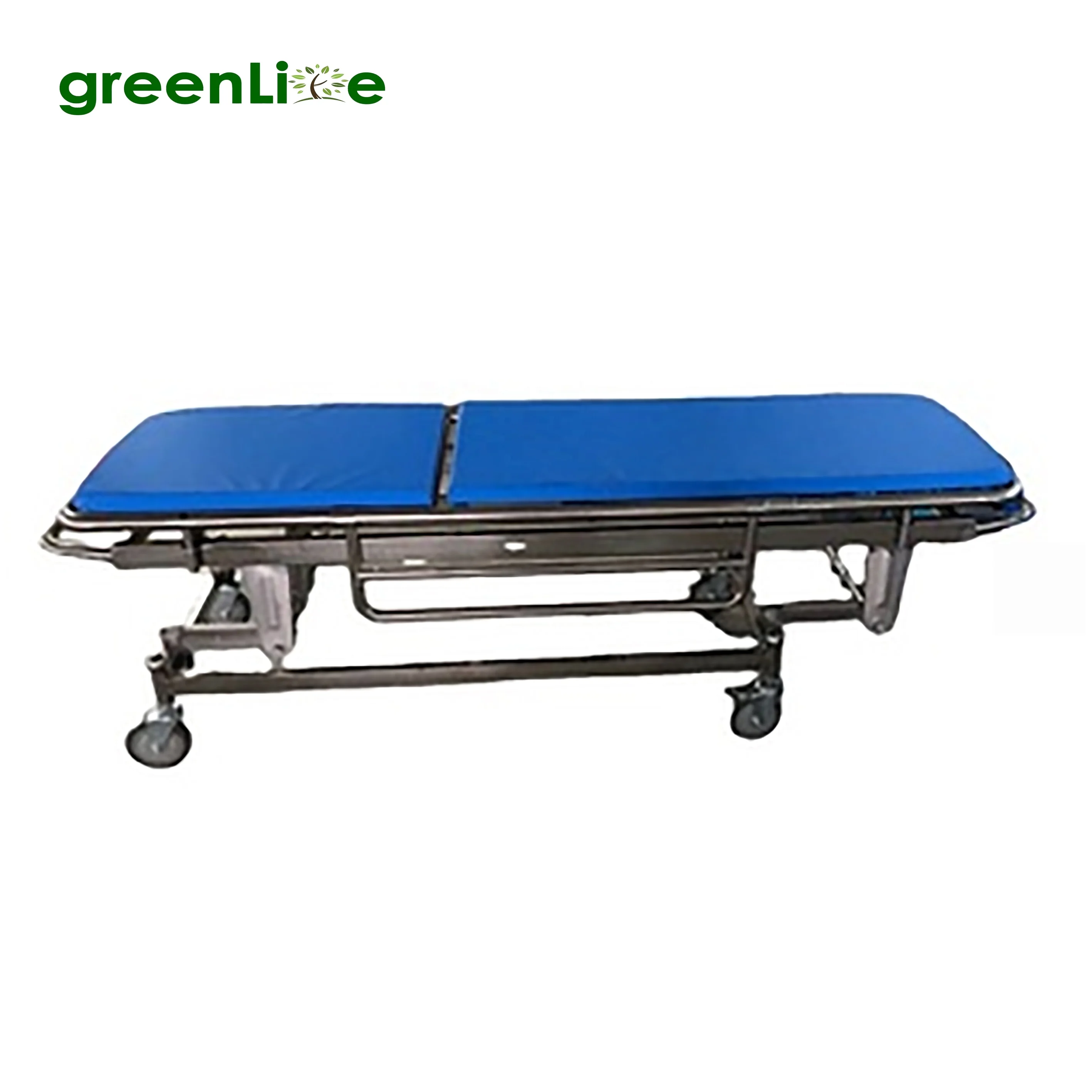 Popular STR-KF14 Medical Stainless Steel Leather Mattress Transfer Stretcher Hospital Patient Emergency Stretcher Trolley