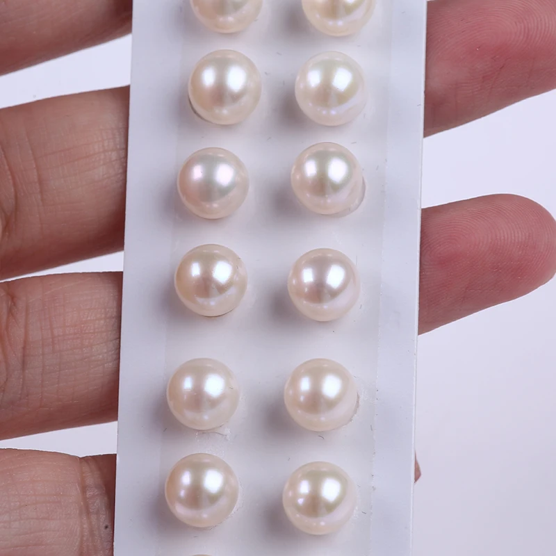 8.5-9mm Round Shaped Loose Pearl Natural Freshwater Pearl Half Hole  DIY Necklace Earrings Accessories