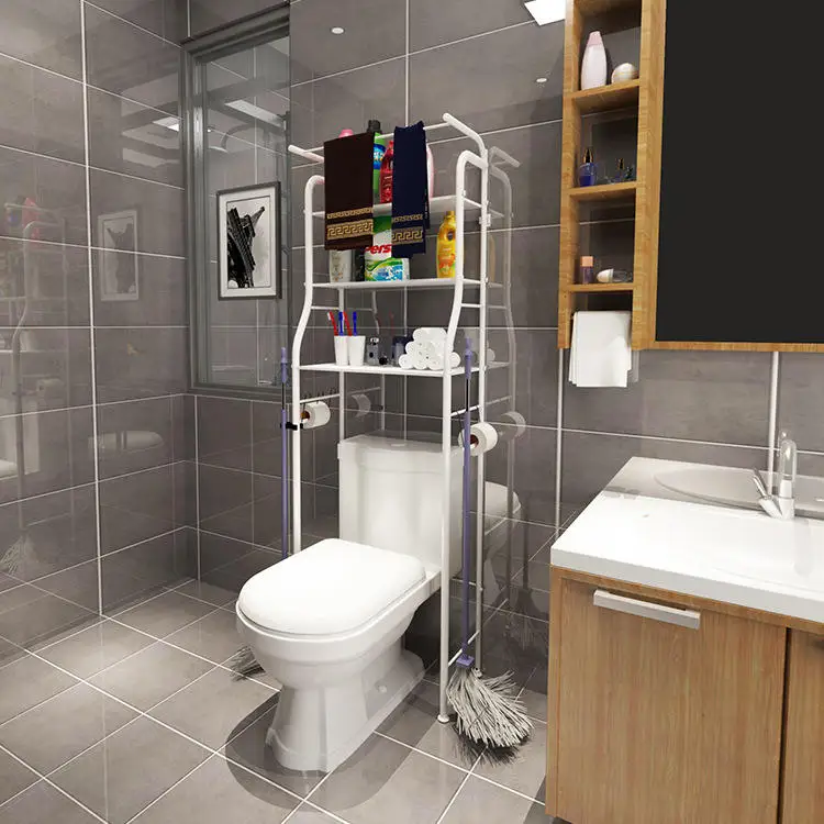 Cheap Storage Racks Toilet Washing Machine Rack Space Saver Shelf For Bathroom Corner Stand 3 Layer Space Saving Storage Rack