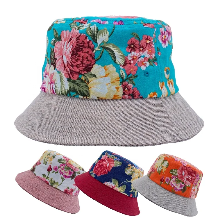 Хлопковая шляпа с контрастным цветочным принтом для защиты от солнца