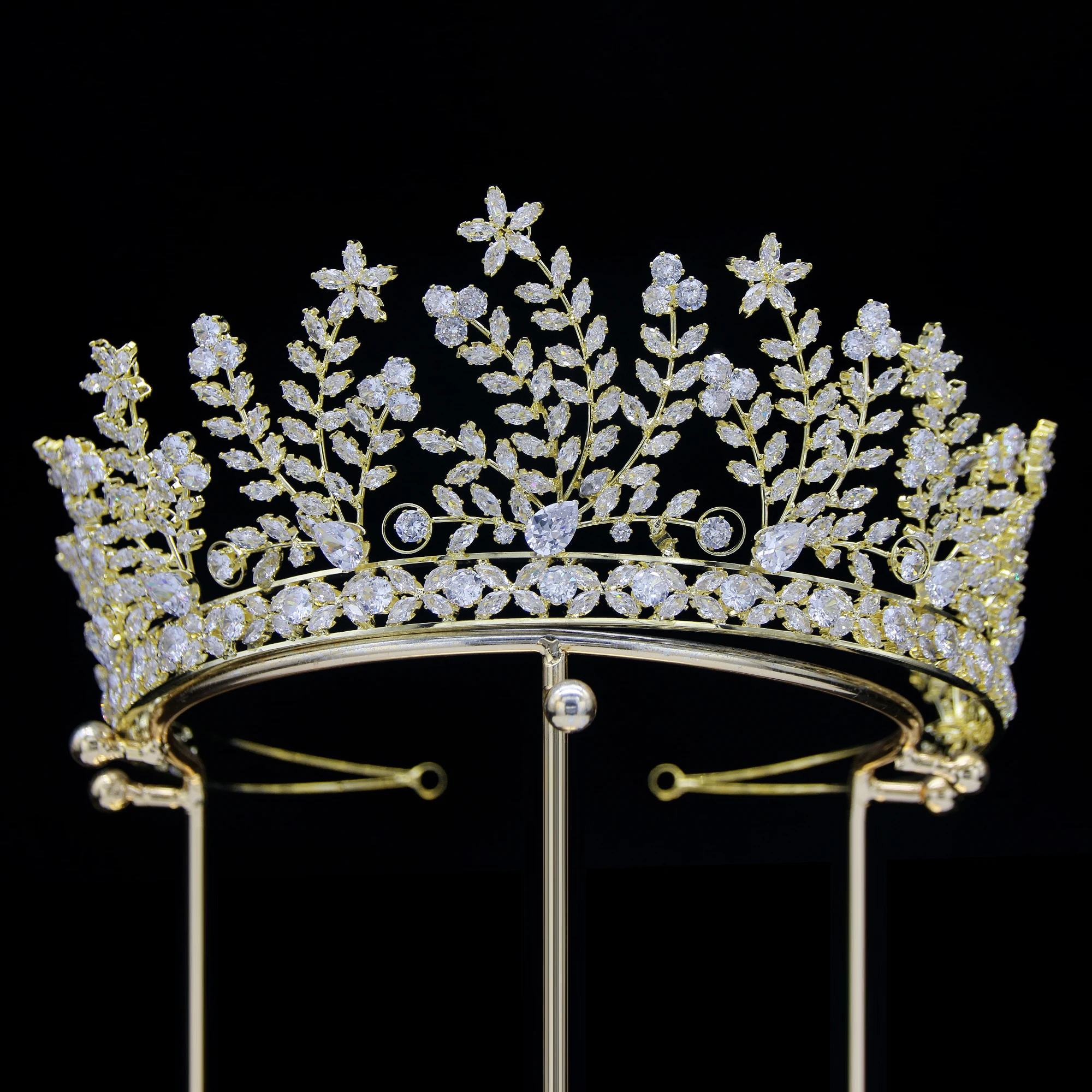 Bohua Jewelry Europe and America cubic zirconia bride crystal tiara crown princess queen bridal pageant wedding zircon crown