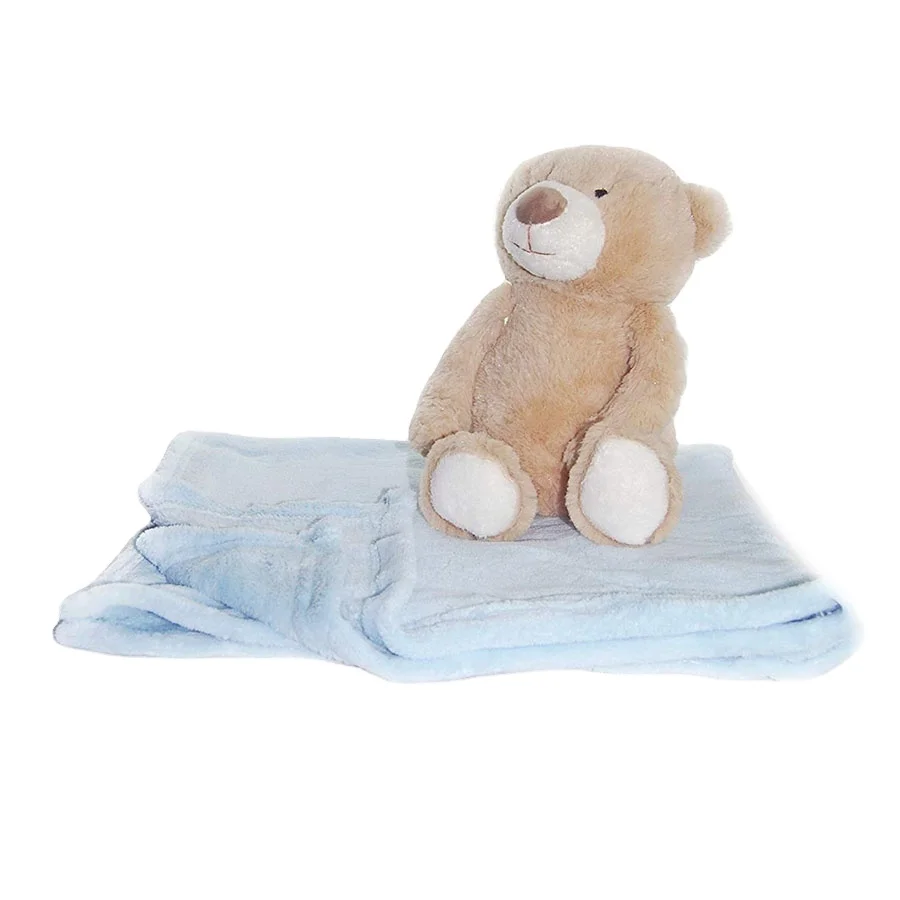G907 Khaki Color Fluffy Plush Bear with Security Blanket for Child Adorable Cartoon Dolls Plush Bear Stuffed Animal