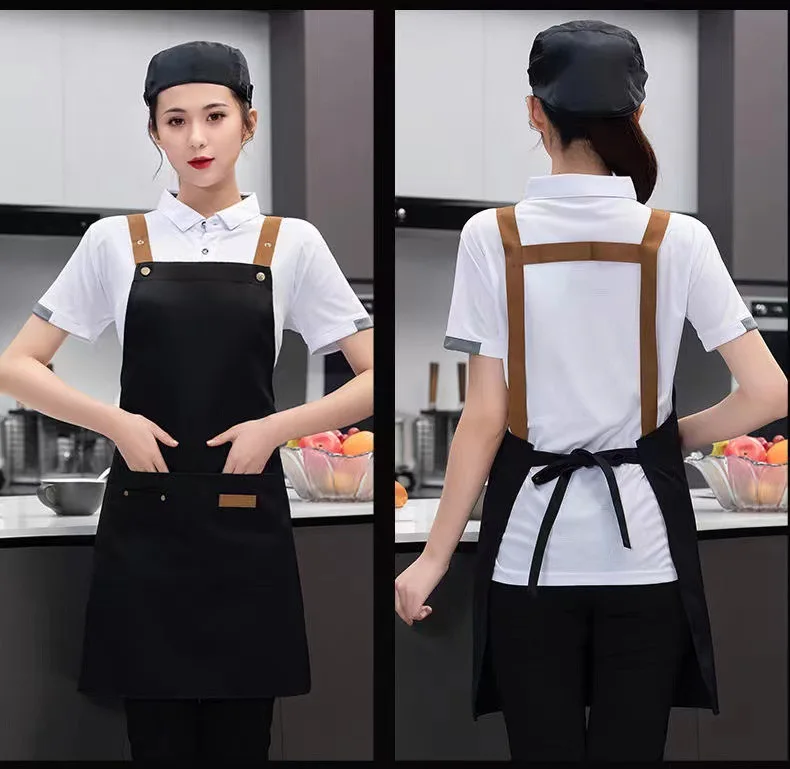 Custom Apron High Quality Pinafore Green Chef Apron Customized Restaurant Logo Waterproof Apron