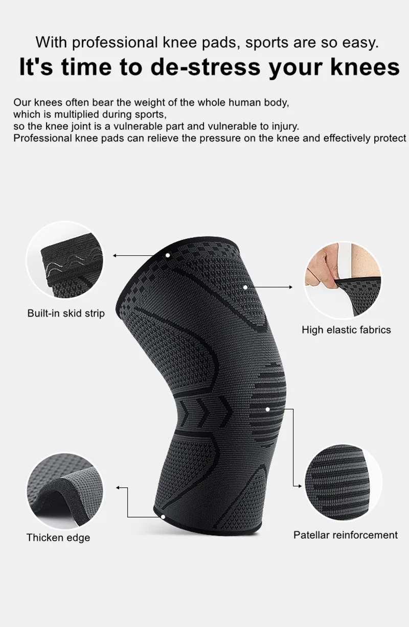 Knee Brace for Running Hiking Arthritis Joint Pain Relief Knee Compression Sleeve for Men Women Knee Support