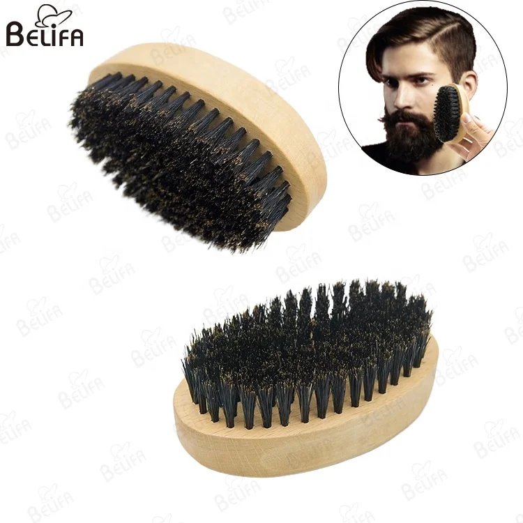 Wholesale Custom logo Private Label Professional Natural Wild Boar Bristles Hair Barber Wood Wooden Mens Beard Brush for Men