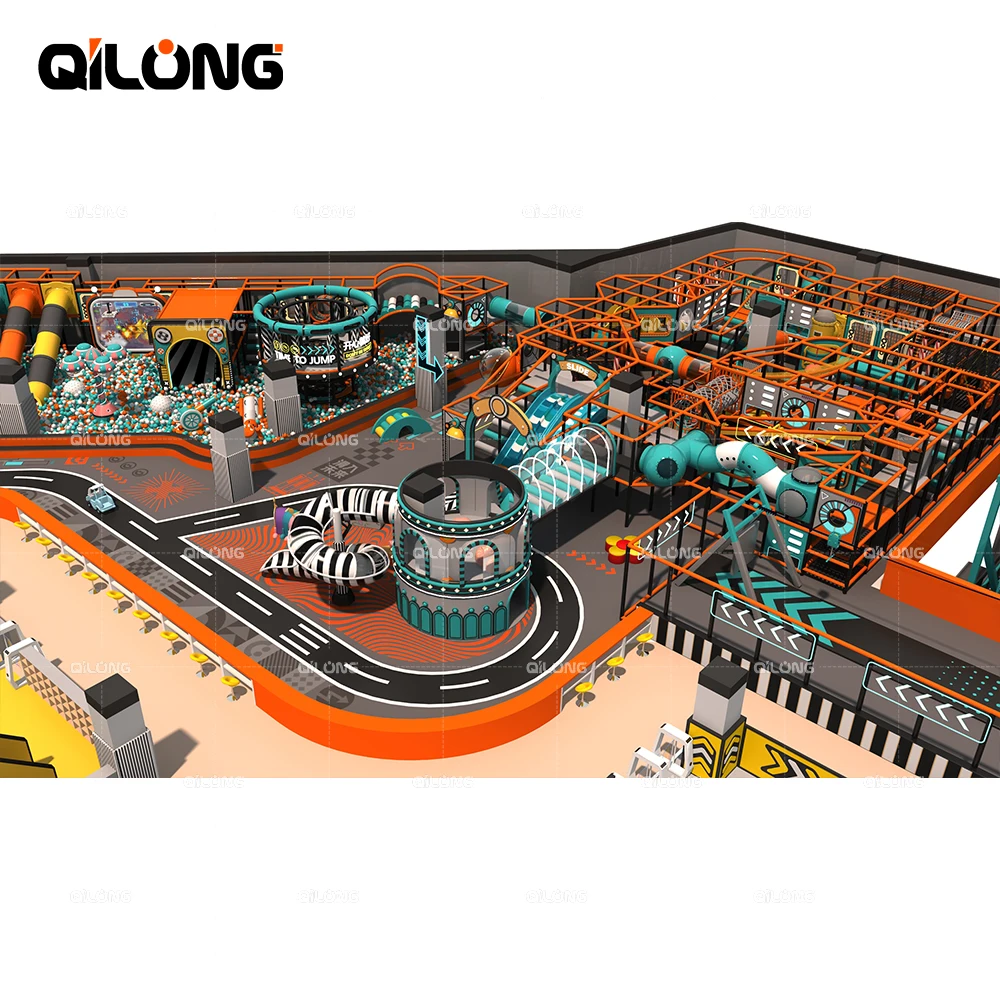 QiLong Large Indoor Playground Kids Arrival Sky Rider Equipment Theme Children Amusement Park