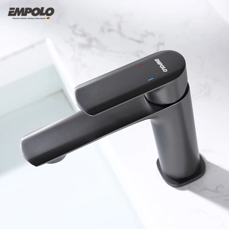 Empolo Luxury High Quality Chrome Washroom Basin Mixer Taps Waterfall Matte Black Bathroom Faucet