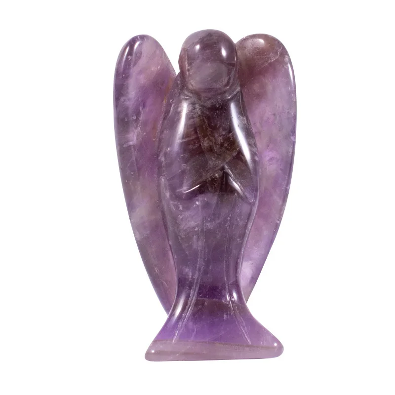 Wholesale polished carvings stone angels Natural Crystal 1.5 2 inch Rose Quartz Amethyst Crystal Natural Stone Angel