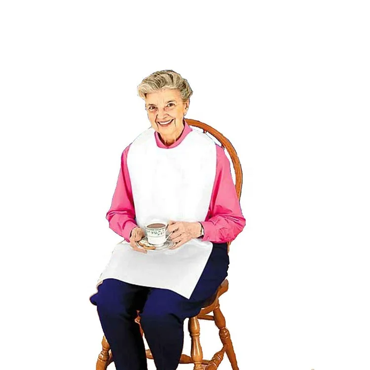 Absorbent Tissue Front Water Resistant Overhead Disposable Adult Bibs Apron For Elderly Patients