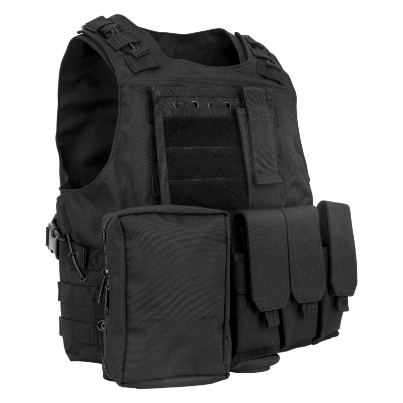 Black Tactical Vest Heavy Duty Plate Carrier Assault Armor Vest