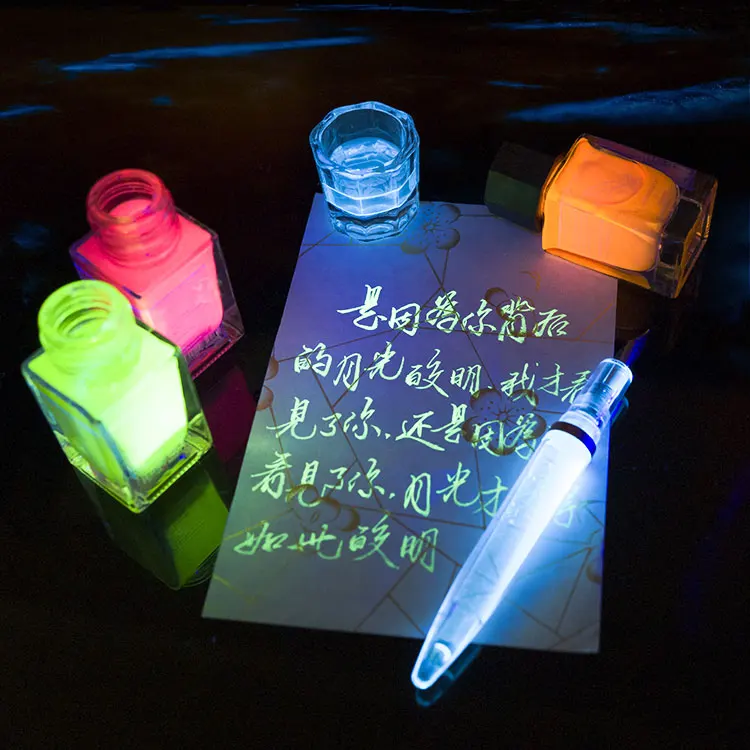 Fluorescent invisible transparent pen creative color ink dipping pen dyeing card drawing writing paper for students
