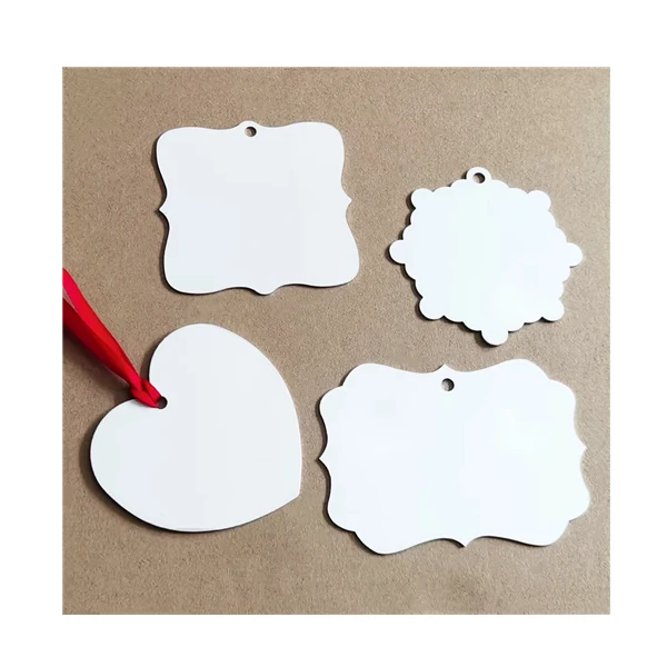 2024 RedSharkSub Wholesale Sublimation Ornaments London Snowflake Shape with Ribbon for Heat Press Personalized Ornament Blanks