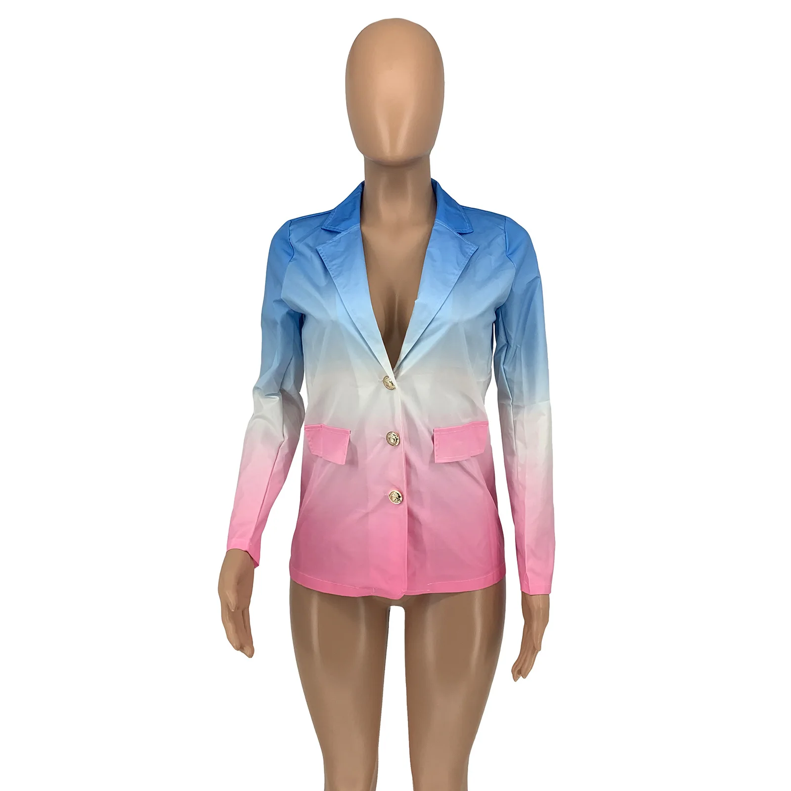 Fall Clothing Ombre Pink Woman Blazer Fashion Winter Single Breasted Jacket Ladies Casual Blazers Coat Autumn Clothes