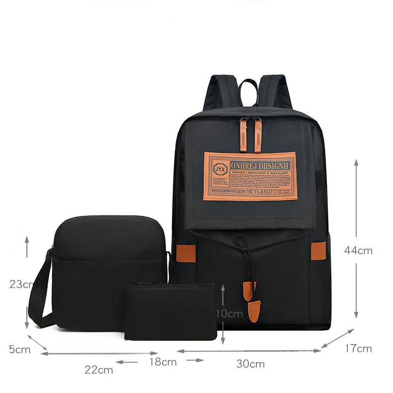 3 pieces set High quality fashion Bag Oxford School backpack laptop bag custom book bags with logo