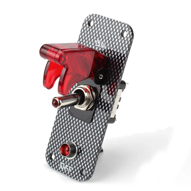 12V Carbon Ignition Engine Start Push Button 1 gang Toggle Switch Panel for Racing car