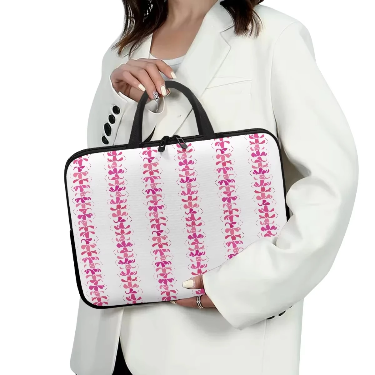 Cheap Woman Handbags Multi Size Neoprene Laptop Bag Customized Puakenikeni Lei Lavender Printed Laptop Bag Handbag