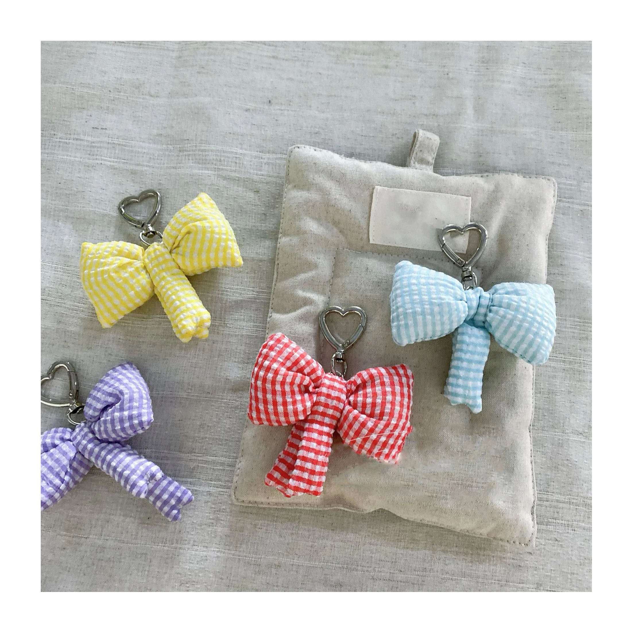 Оптовая продажа Южная Корея Dongdaemun сумка подвеска конфетный цвет клетчатый лук брелок для ключей милая и